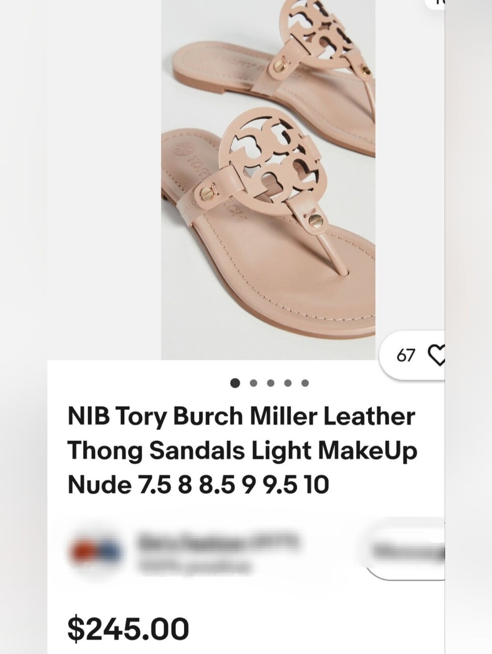 Tory Burch Miller Patent Leather Thong Sandals in MakeUp/Nude US 9 - Picture 15 of 16